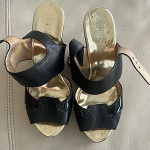 Michael Kors black leather  wedges size 8